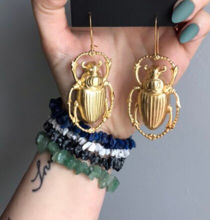 Brincos Brincos Brincos Jóias Escaravelho Besouro Inseto Besouro escaravelho Jóias Inseto Jóias Dangle Brincos Brincos: gold Beetle earrings