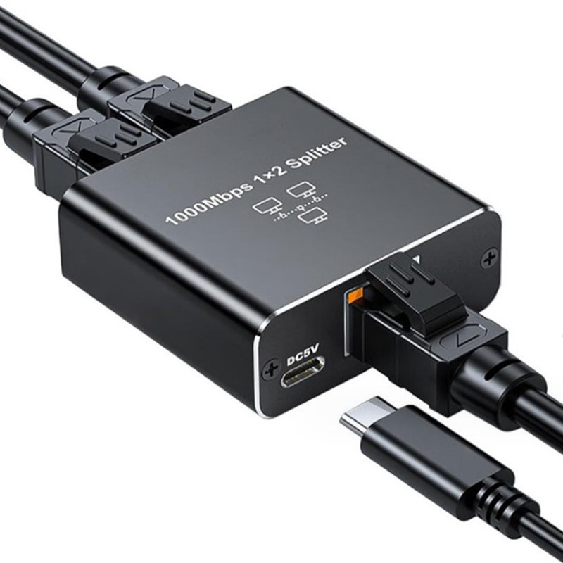 Extender Plug Estensione Splitter di rete Hub 1000Mbps Adattatore RJ45 da 1 a 2 Convertitore Gigabit Internet Ethernet 8P8C Set-Top