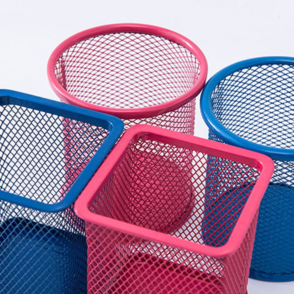 Mesh Metal Makeup Brushes Holder Pen Pencil Brush Pot Holder Storage Container Office Desk Organizer Cosmetic Pen Box
