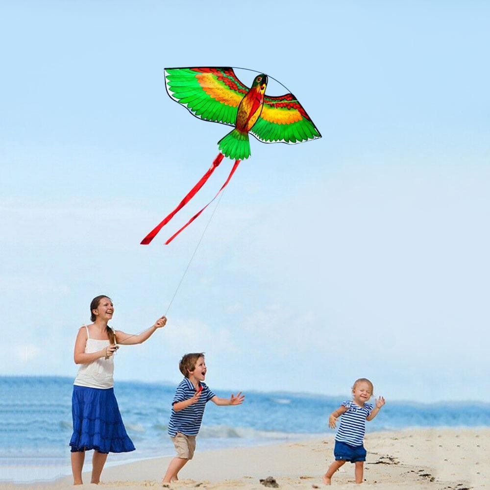 Outdoor Papegaai Vogel Vliegende Speelgoed 1.1M Cartoon Papegaai Kite Met Plastic Handvat Enkele Lijn Outdoor Kinderen Vliegende Vogel Vliegers speelgoed