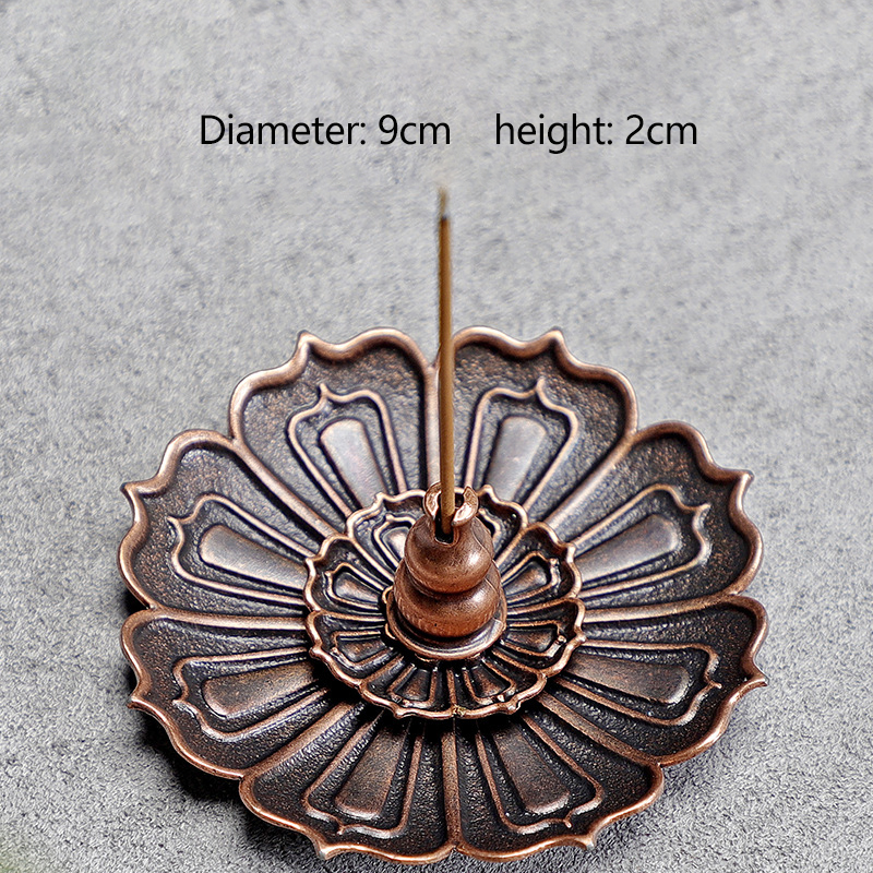 Brûleur d'encens en bois de poire, feuille d'or, fleur de Lotus, artisanat , décoration, porte-encens, cérémonie du thé au bureau: Bourgogne