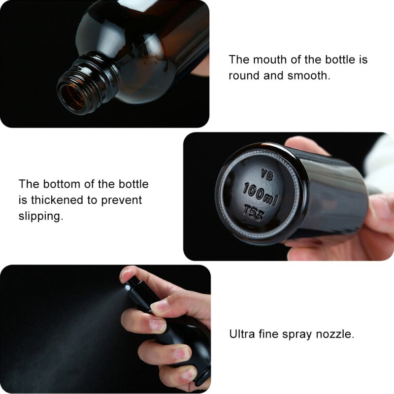 Draagbare bruine lichtdichte glazen spuitfles kleine gieter draagbare make-up toner gezichtsparfumfles 100ml gouden deksels