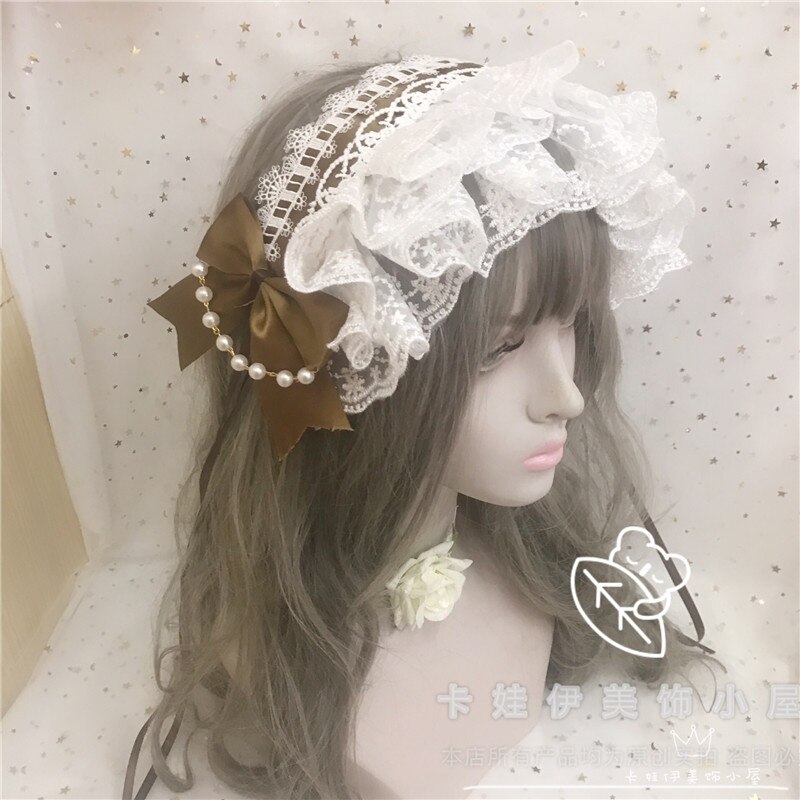 Thé fête ange poignée rue perle chaîne BNT japonais doux Lolita bandeau cheveux épingle à cheveux nœud dentelle douce soeur princesse chapeaux: 06