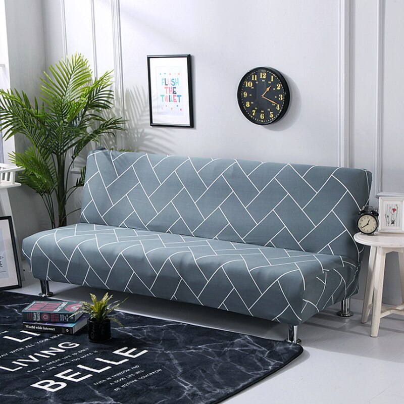 All-inclusive Sofa Cover without Armrest Folding Stretch Sofa Bed Covers For Living Room Universal Elastic Couch Cover 160-190cm: Printing 02