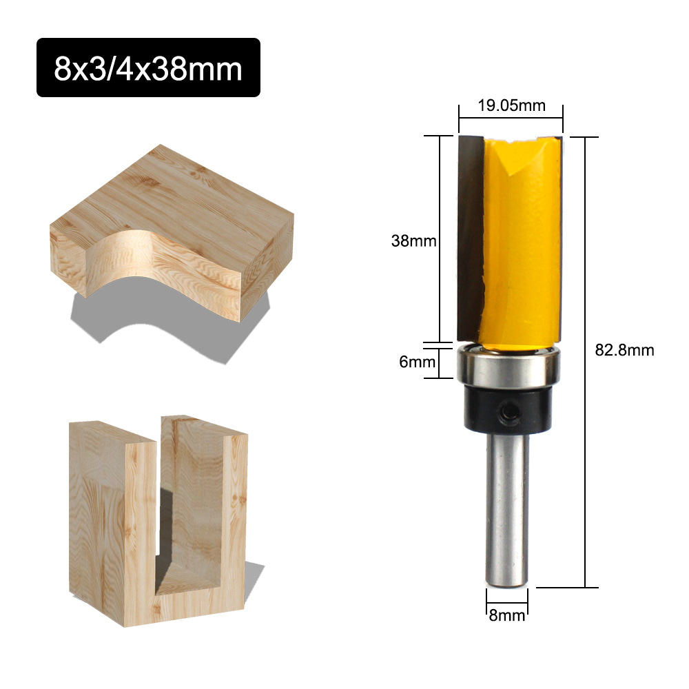 8mm shank Mortising carbide Wood Milling Cutter End Mill Tools Router Bits Cutter Machine Woodworking Tenon CNC: 38mm