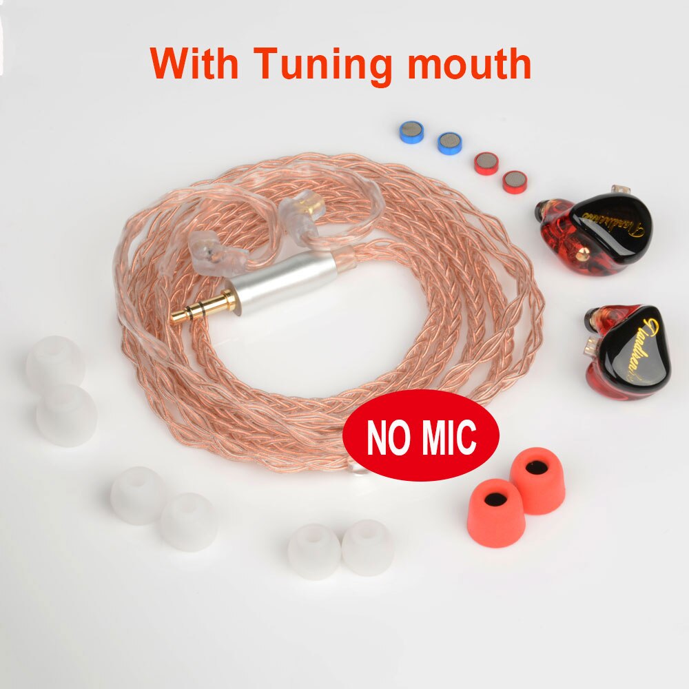 avec Tuning bouche HIFI écouteurs IEM 0.78 résine écouteurs dynamique casque DJ scène Sports monocristallin cuivre mise à niveau câble: Tuning no mic