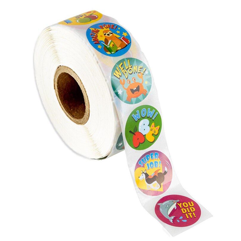 500pcs Reward Stickers Encouragement Sticker Roll for Kids Motivational Stickers with Cute Animals for Students Teachers