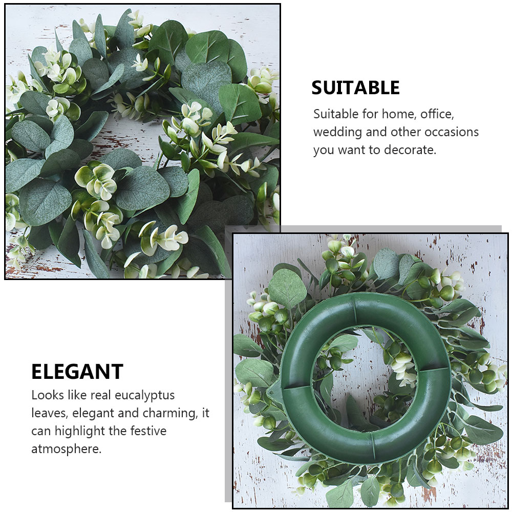 2pcs Eucalyptus Leaf Wreath Durable High Grade Premium Sturdy Decor Eucalyptus Leaf Wreath Green Leaf Garland for Home