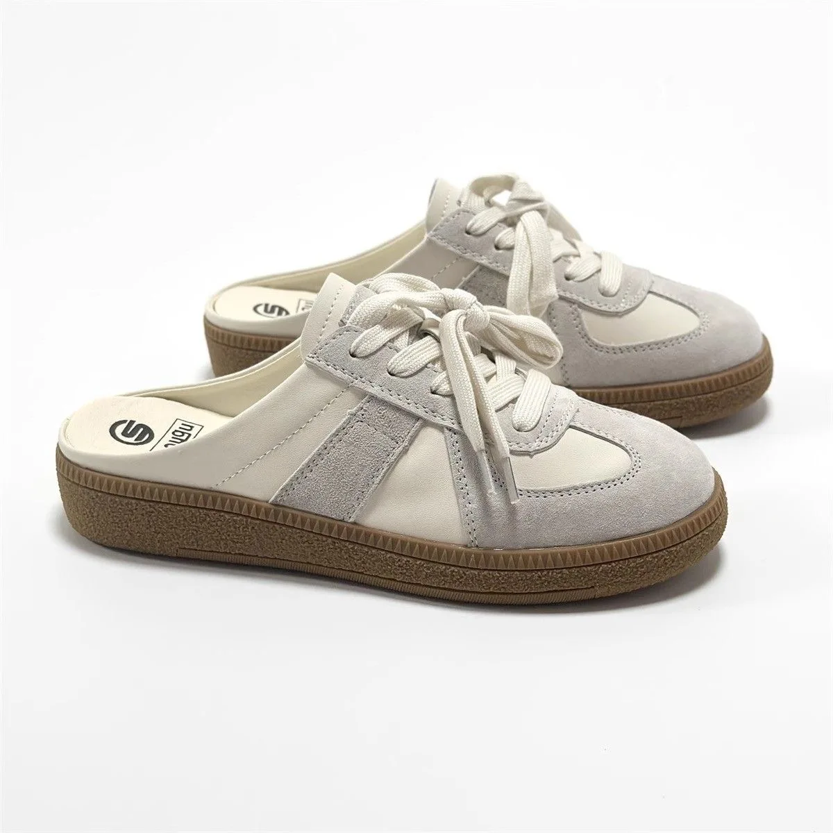 Vrouwen Canvas Muiltjes Schoenen Klassieke Loafers Vrouw Slipper Comfortabele Slip-On Klompen Rond Neus Wandelen Sneakers Lui Vrouwelijk Schoeisel: Beige / 39