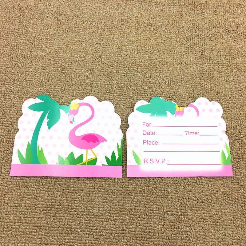 10pcs/lot flamingo invitations flamingo cards happy birthday party invitations baby shower flamingo cards baby party supplies