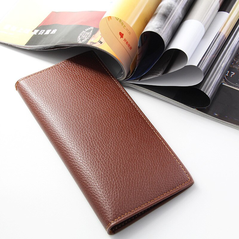 Mænds tegnebog læder ultra tynd lang pengepung telefon taske multi-kort position kreditkort indehaveren vintage mandlig kobling taske