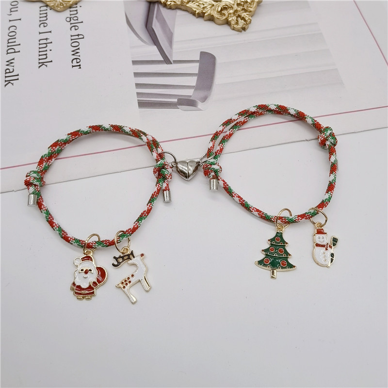 Neue Weihnachten Liebe Magnet Liebe Paar Armband Paar Schneemann Elch Freundin Armband freundschaft armbänder: 1
