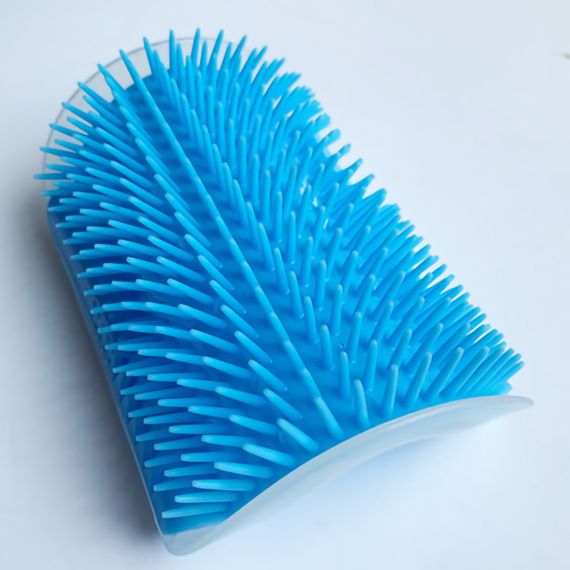 Cat Massage Comb Kitten Self Grooming Scratcher Wall Corner Brush Cats Scratch Bristles Toy Pet Hair Removal Tool: sky blue