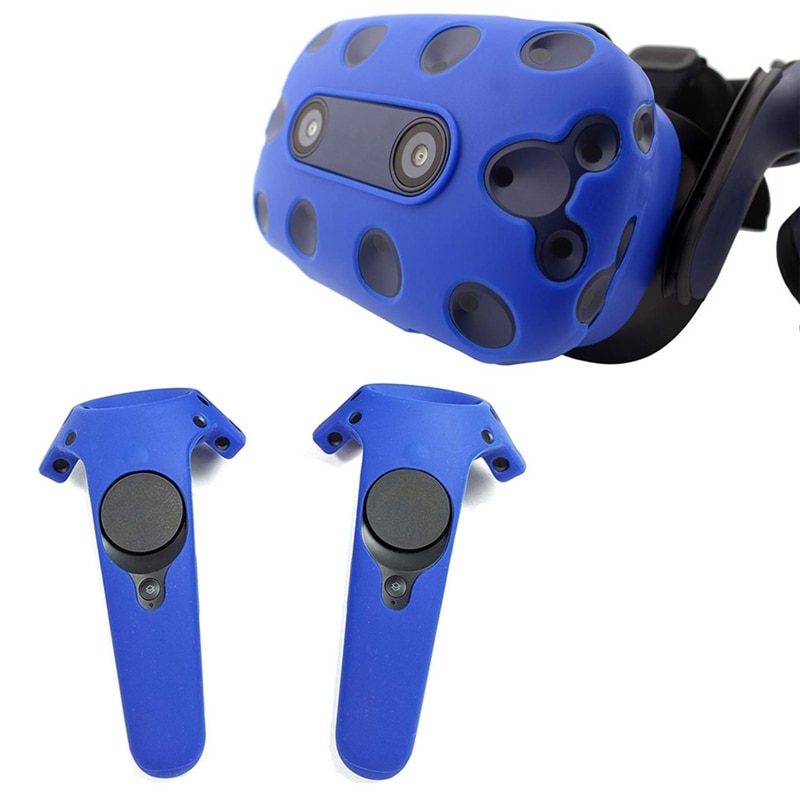 Voor Htc Vive Pro Vr Virtual Reality Headset Siliconen Rubber Vr Bril Helm Controller Handvat Case Shell Silicone Case Cover: Default Title