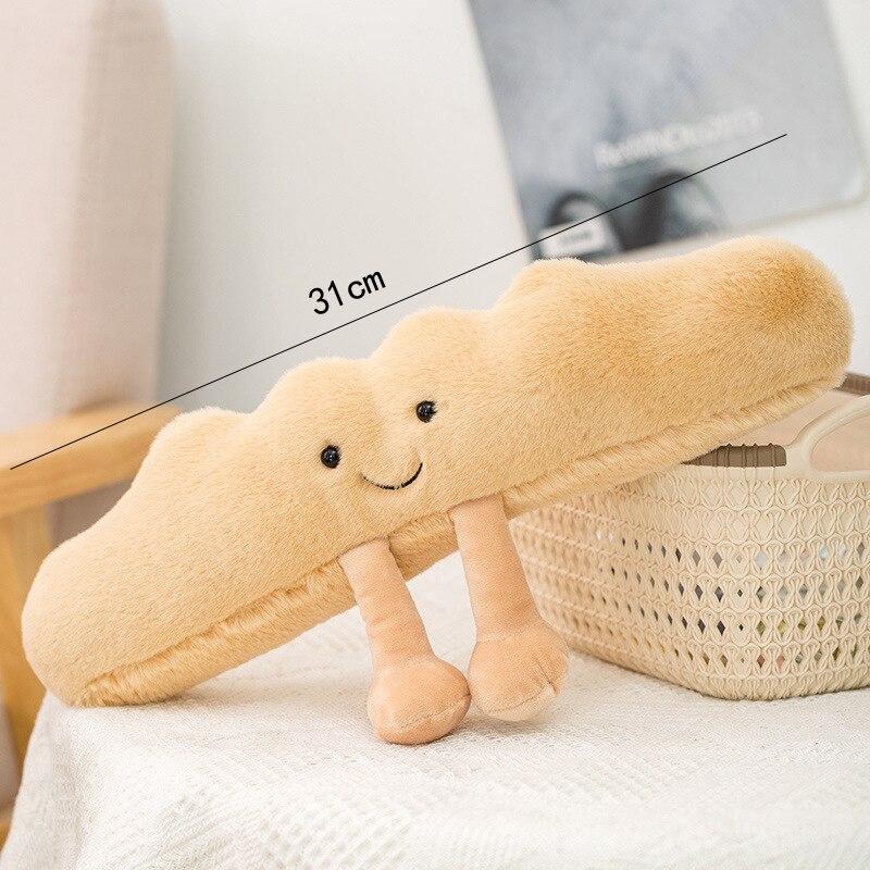 Jouet à mâcher en peluche pour chien, Croissant de Toast, interactif, mignon, résistant aux morsures, molaires, petit et grand gabarit: Baguette-large