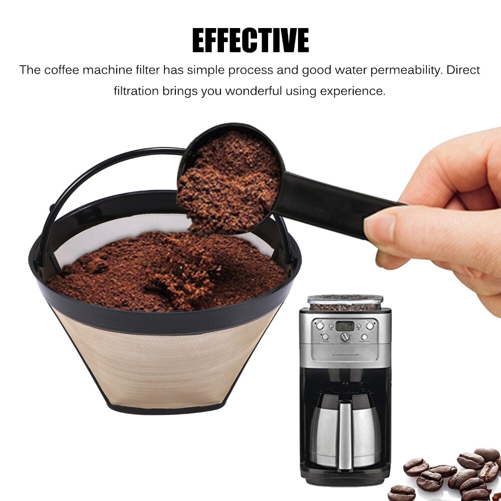 Återanvändbart kaffefilter i konstil permanent kaffebryggare maskinfilter med handtag för kafékaffeverktyg
