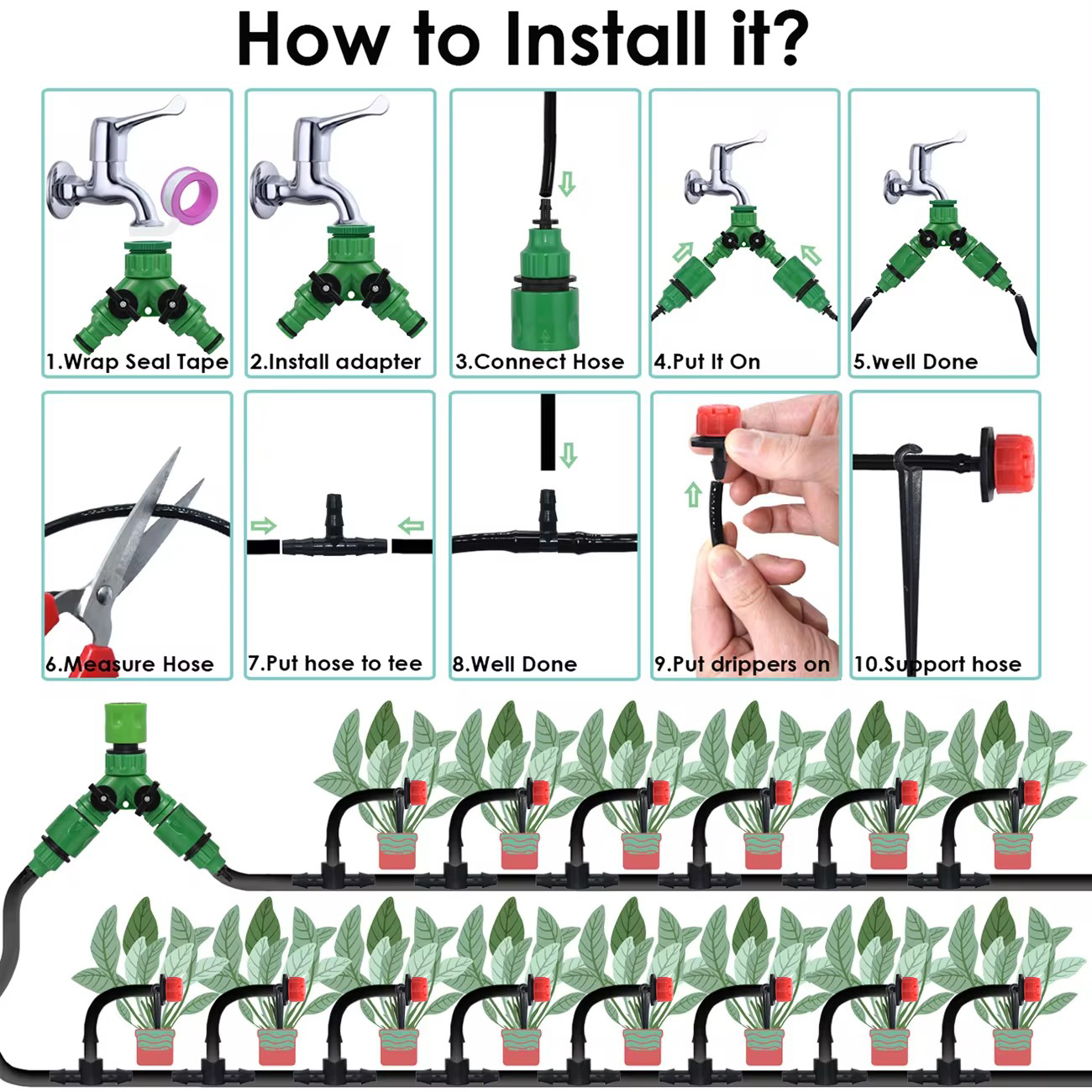 Sprycle 5M-50M Automatic Watering System Kit Garden Micro Drip Irrigation Controller DIY Cooling Mist Spray for Vegetable Flower