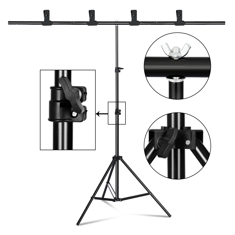 Sh fotografia photo studio t-forma pano de fundo suporte sistema kit para vídeo chroma chave tela verde com suporte