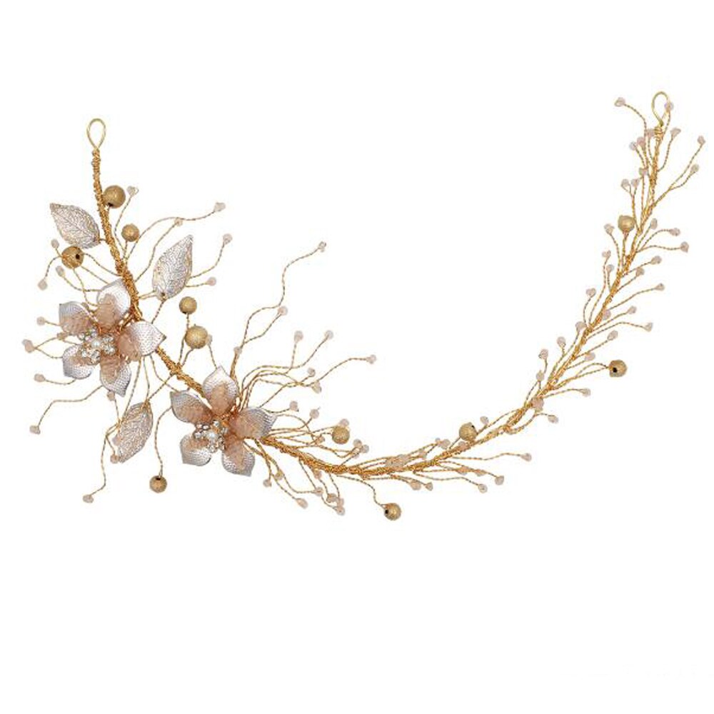 Flower Crystal Bridal Headpiece Gold Wedding Headb Grandado