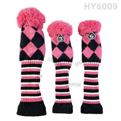 Golf Hout Club Cover #1/#3/#5 Driver/Fairway Hoofd Covers Pom Pom Gebreide lange-Hals Sok Stijl Golf Headcovers