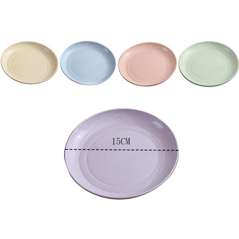 5pcs/set Wheat Straw Plates in Various Color Eco-Friendly Simple Dishes sets plate dish set dinnerware Tableware set