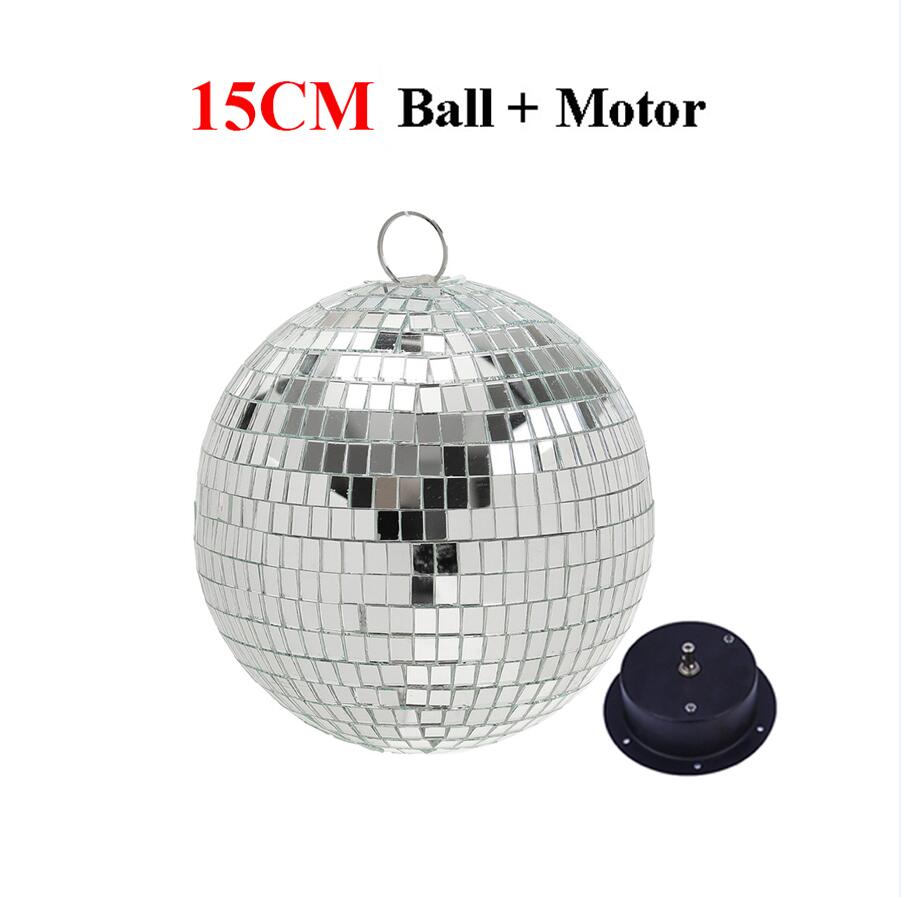 20CM 25CM Glass Rotating Mirror Ball Motor Reflection Mirror Disco Ball For KTV Bar Party Christmas With RGB Spotlight: 15CM Ball With Motor / AC110V