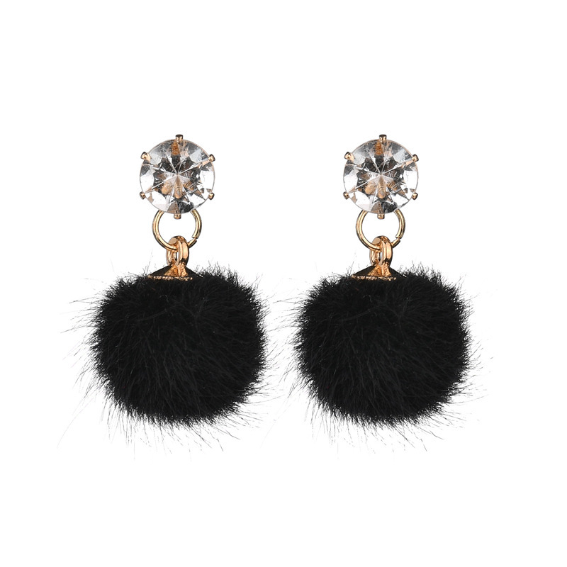 Pendiente colgante de bola de pelo dulce coreano para mujer, joyería de cristal rosa y rojo, personalidad femenina, Brincos de piel de felpa rosa Simple: orange