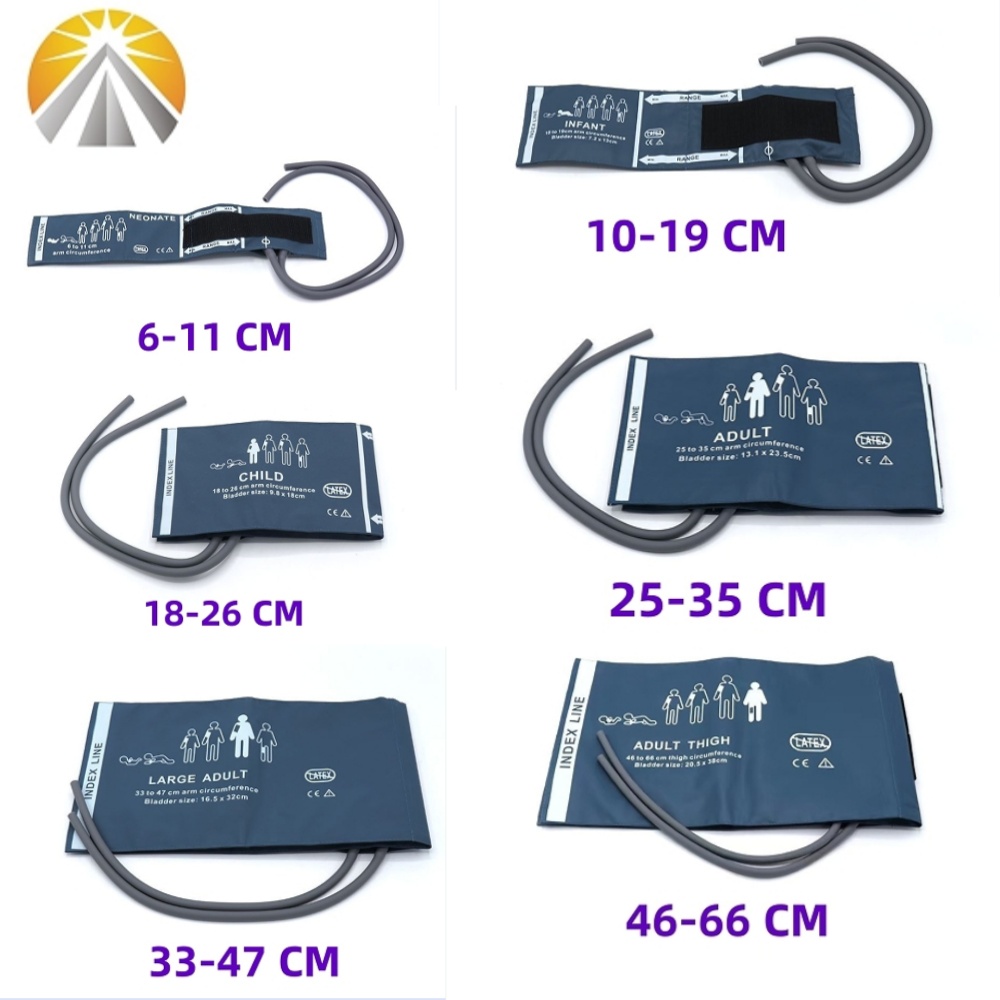 Reusable Six Sizes Available Neonates Child Adult Blood Pressure NIBP Cuff With Double Tubes Two Hose For Multi Patient Monitor: Brown