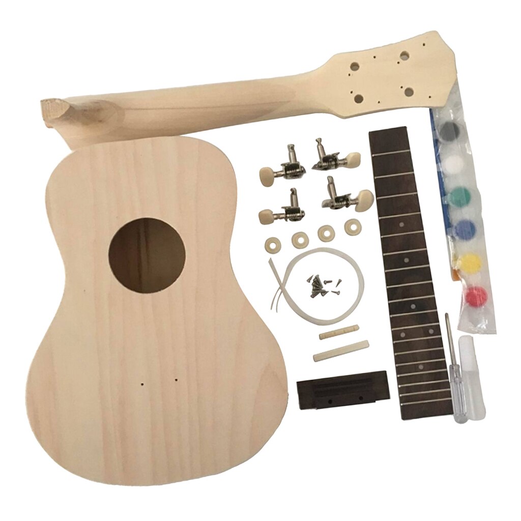 Ukulele hawaïen en bois fait à la main, 23 pouces, ensemble de bricolage, Instrument à cordes exquis avec touche en bois de rose, accessoires Uke
