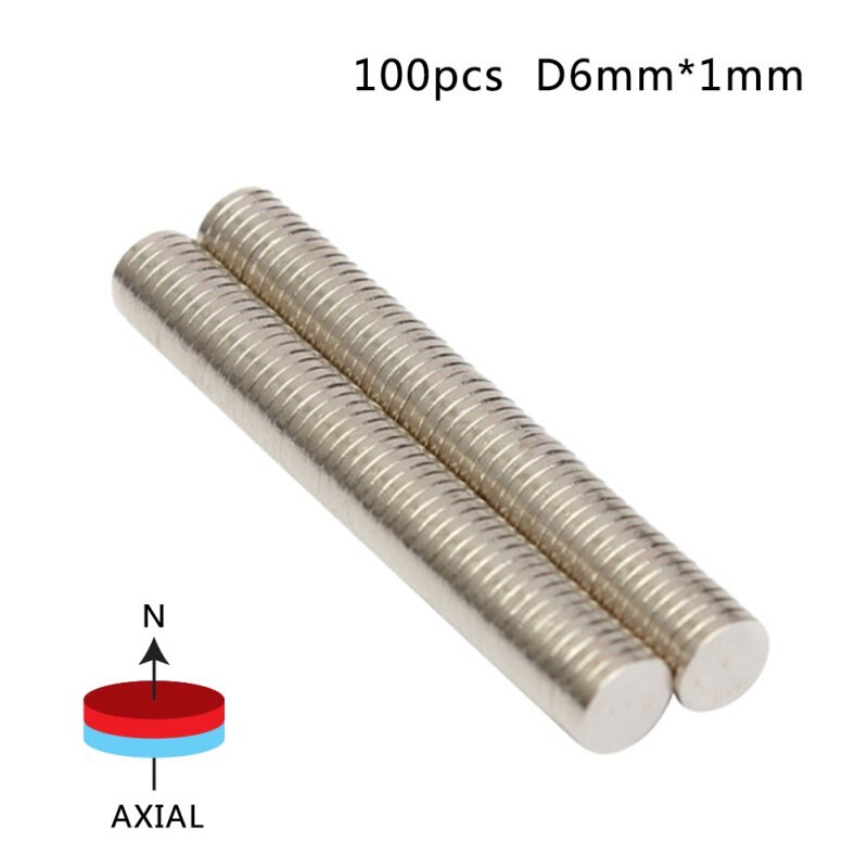 100 stk 6mm x 1mm stærke runde bulk lille skive magnet sjældne magneter cylinder mini  n50 jord neodym ark