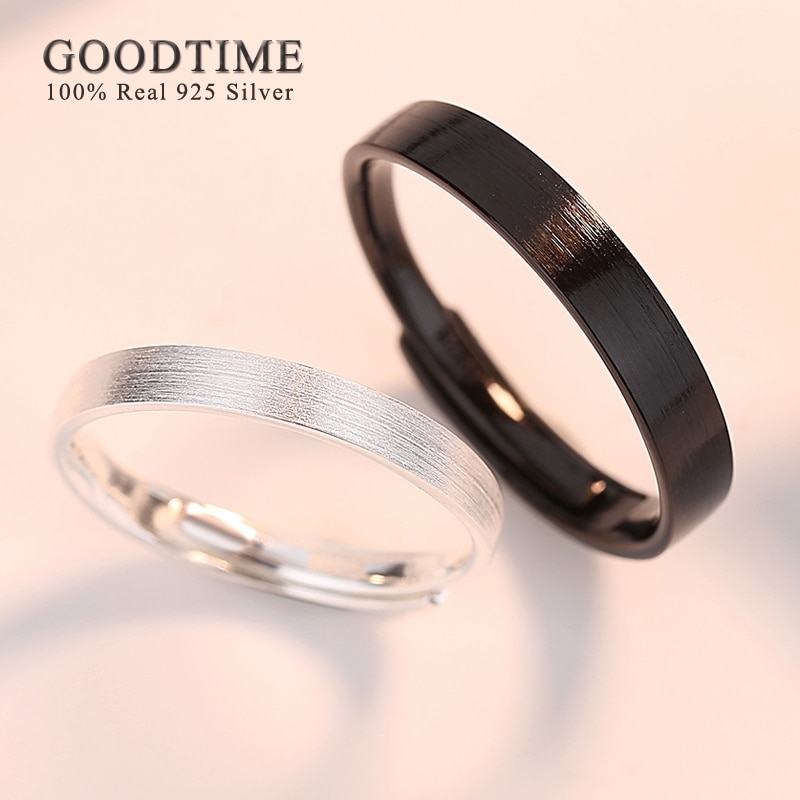 Simple Distinctive Style Sterling 925 Silver Rings For Lover Couple Drawing Shape Adjustable Party Wedding Engagement Rings