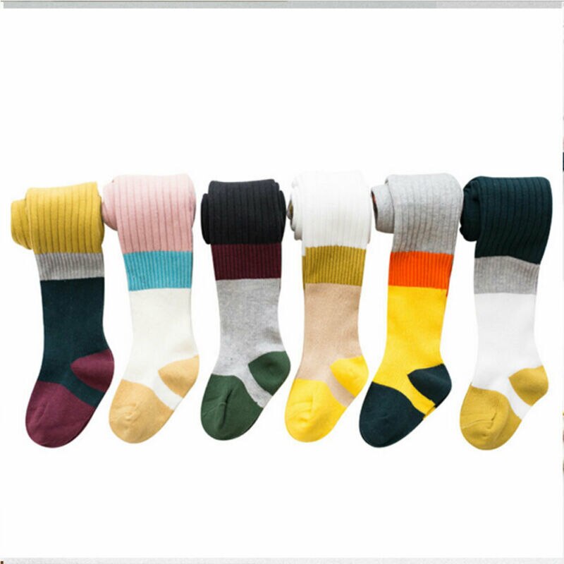 Peuter Baby Girl Kid Stijl Knie Hoge Base Kleur Gestreepte Herfst Sok