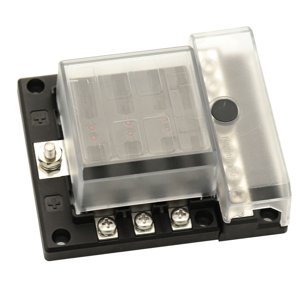 6 Ways Fuse Box Holder with ATC/ATO/ATP Fuse Box Holder LED Warning Indicator with Fuse for Car Boat Marine: Default Title