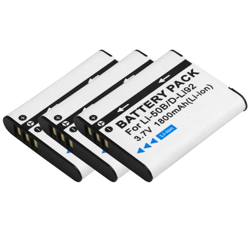 Batterie LI50B li 50B Li-50B avec 3lots de chargeur pour OLYMPUS SP 810 800UZ u6010 u6020 u9010 SZ14 SZ16 D755 u1010 SZ30 SZ20: 3battery