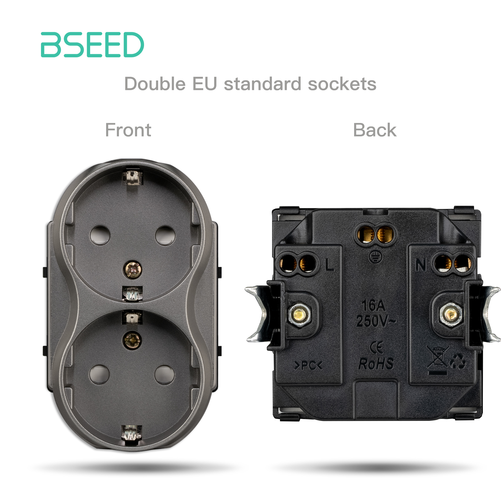 BSEED Mechanical Button Switches EU Socket TV ST CAT5 Double USB Sockets Function Parts Glass Socket Frames DIY Free Combination: type9