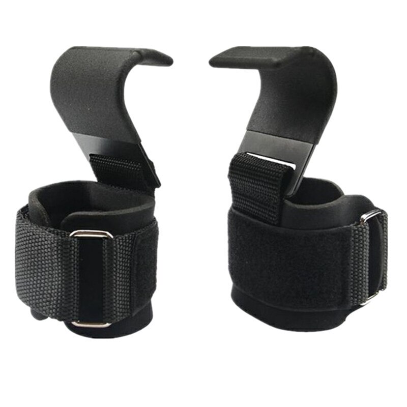 Weight Lifting Hook Grips With Wrist Wraps Hand-Bar Wrist Strap Gym Fitness Hook Weight Strap Pull-Ups: Black