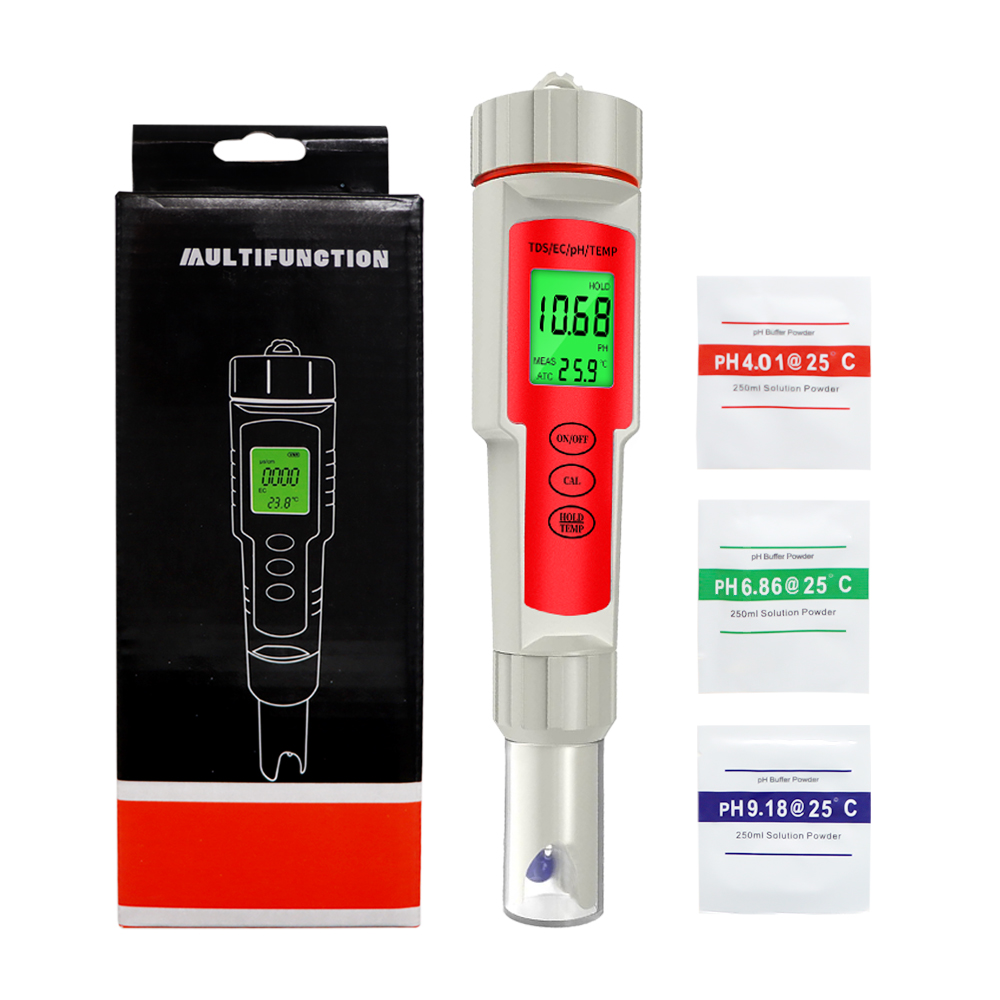 4 in 1 TDS EC PH Temperature Meter Tester TDS PH Water Monitor Testing for Pools Drinking Water Aquariums: Backlight Green