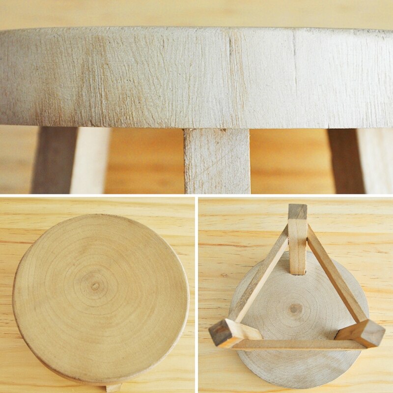 69HF Round Plant Stand Indoor Flower Pot Solid Wood Garden Display Stands Holder