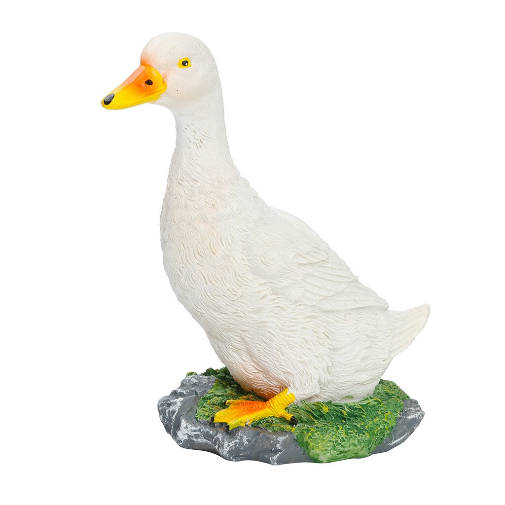 Petite résine canard Statue jardin cour Sculpture en plein air intérieur Art artisanat décor Jardineria Decoracion jardin Yard canard: White 