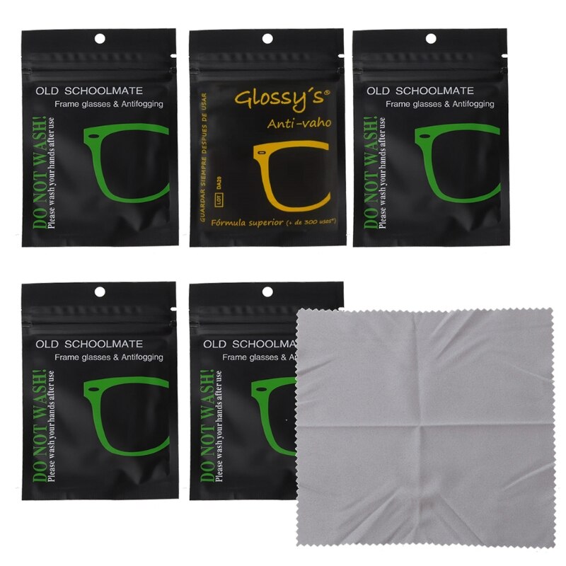 5Pcs Herbruikbare Anti-Fog Doekjes Bril Bevochtigd Antifog Lens Doek Defogger Lenzenvloeistof Veeg Voorkomen Beslaan Voor bril