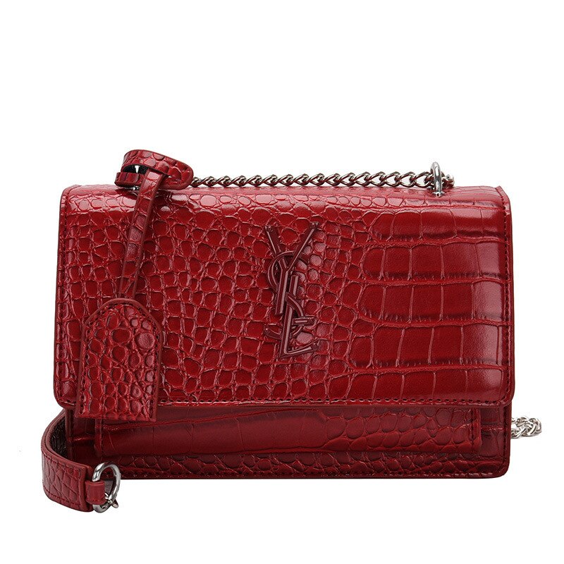 Damen Kleine Quadratische Tasche Neue PU Kette Damen Schulter Tasche Große Kapazität Casual Geldbörsen und Handtaschen: Red 01