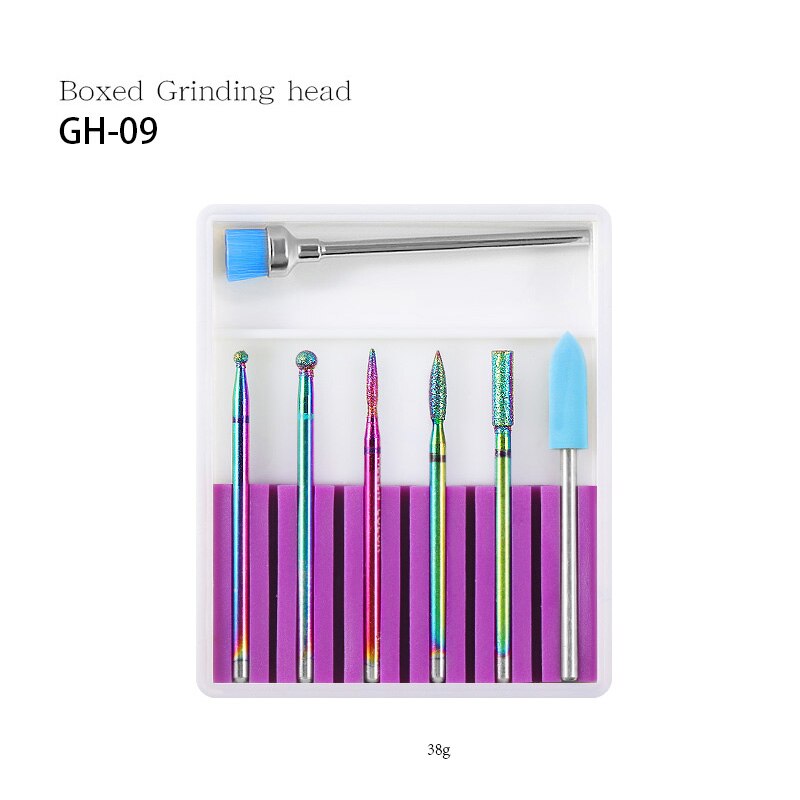 7PCS Ceramic Diamond Nail Drill Bits Set Milling Cutter Set Manicure Rotary Burr Clean Bits Electric Machine Accessory Nail File: GH 09