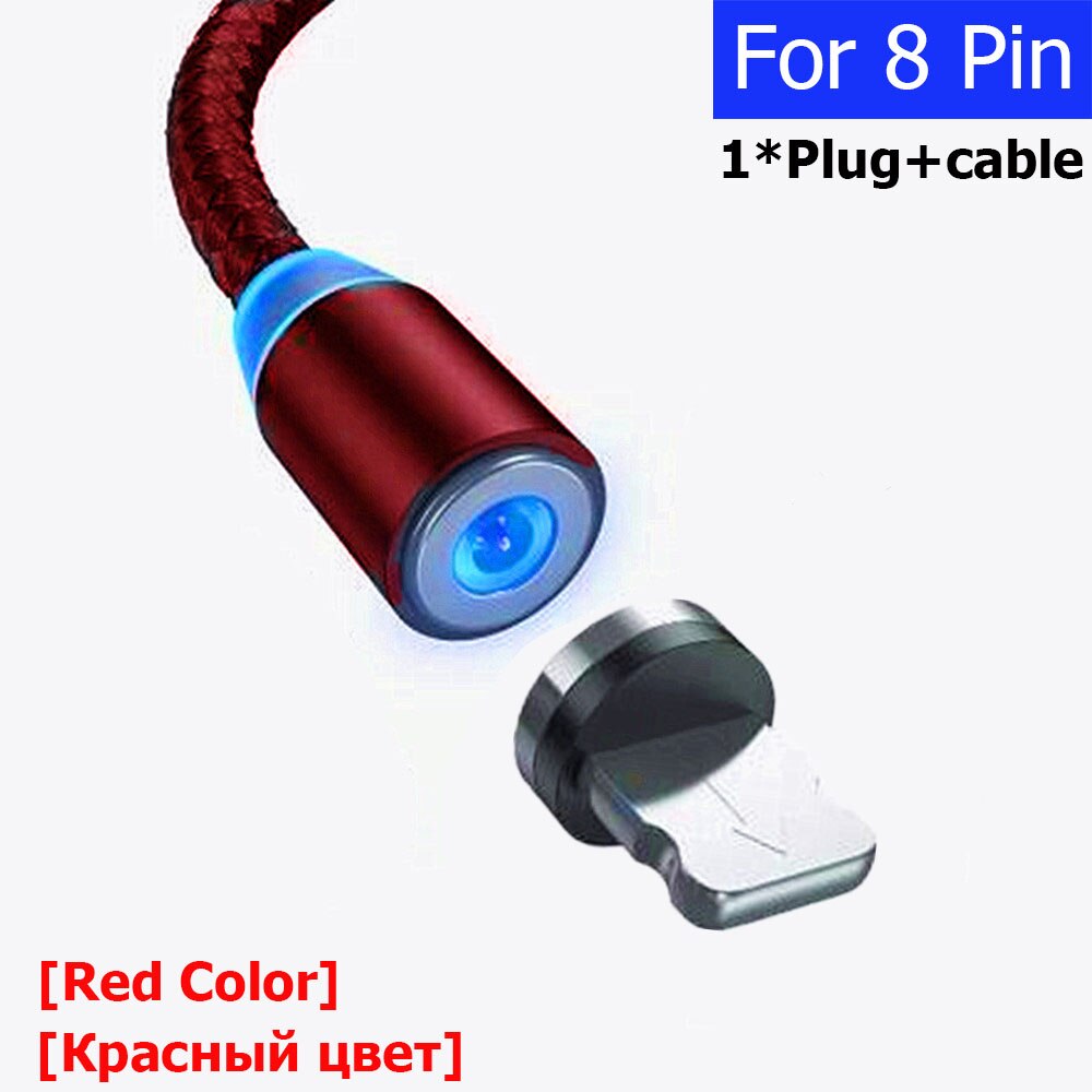 Ricarica veloce 2.4A Magnetico Cavo 2M Micro Cavo USB Mobile di Potere del Caricatore Magnetico Filo Per IOS Tipo C Android magneti Adattatore: Red For IOS