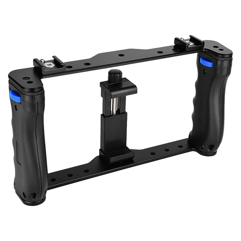 Doppia Maniglia Grips Smartphone Stabilizzatore Tenuto In Mano Portatile Del Telefono Del Metallo Gabbia Fotocamera Stabilizzatore Rig: Default Title