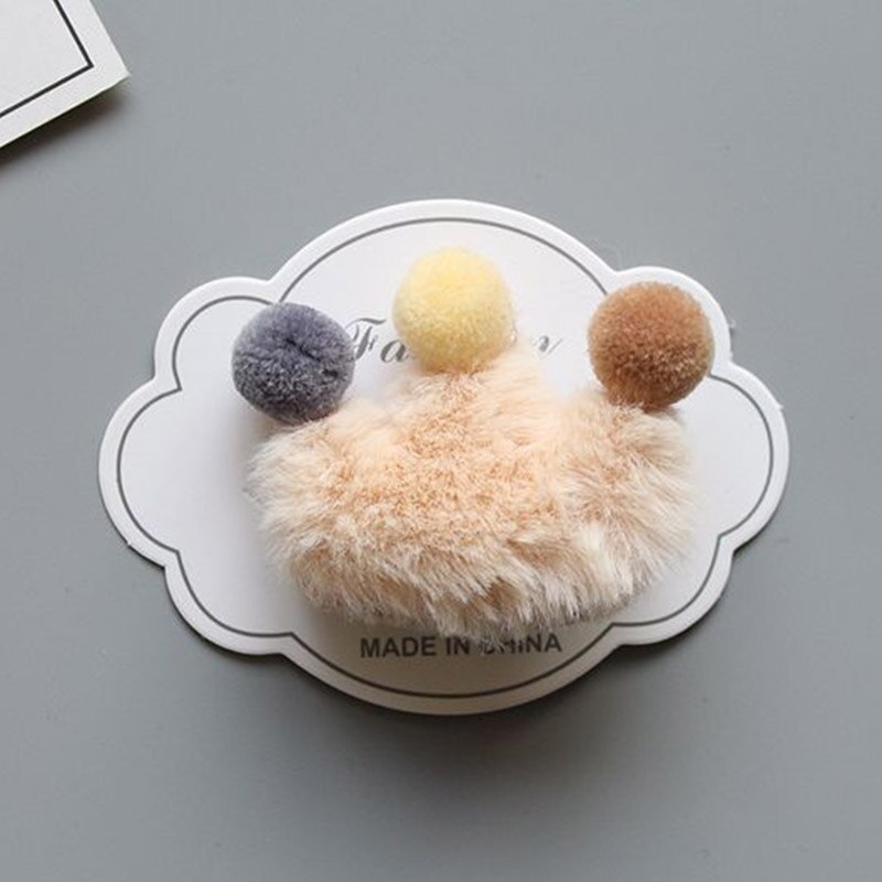 1PC Girl Fluffy Crown Hair Tie Bow Faux Fur Hair Band Girl Crown Hair Accessories Elastics Scrunchie Ponytail Holder: I Hair pin
