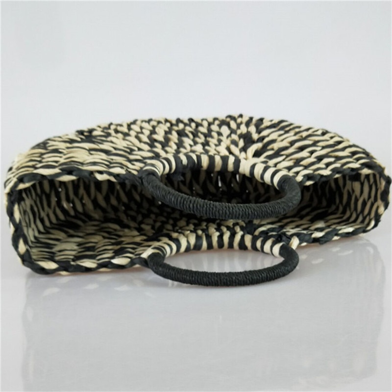 Wallike stro tassen dames ronde emmer halve cirkel stro tas handgemaakt net kleur gevlochten mand rotan handtas