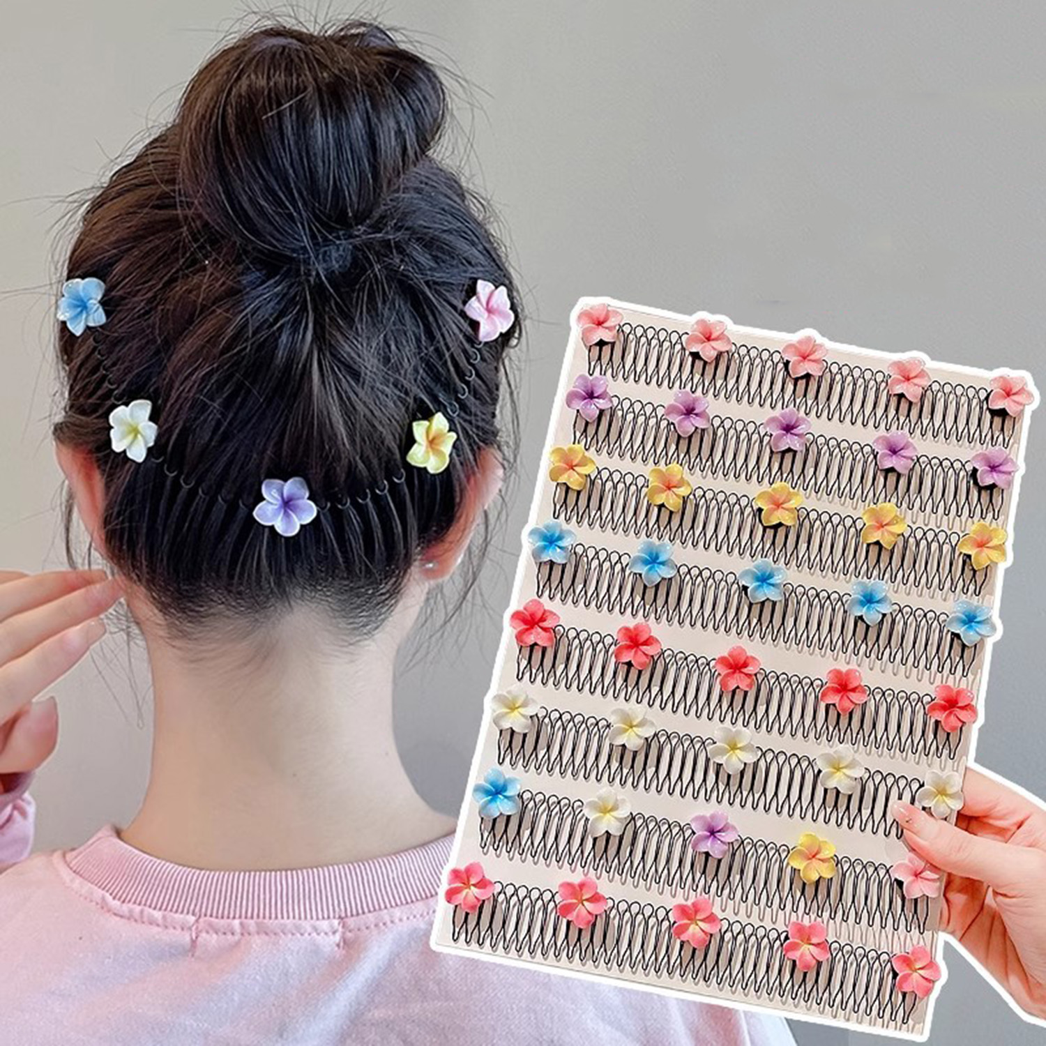 Diademas con acabado de pelo roto para mujer, accesorios para el cabello, horquillas para niños, peine largo, Flor de huevo dulce, Clips,