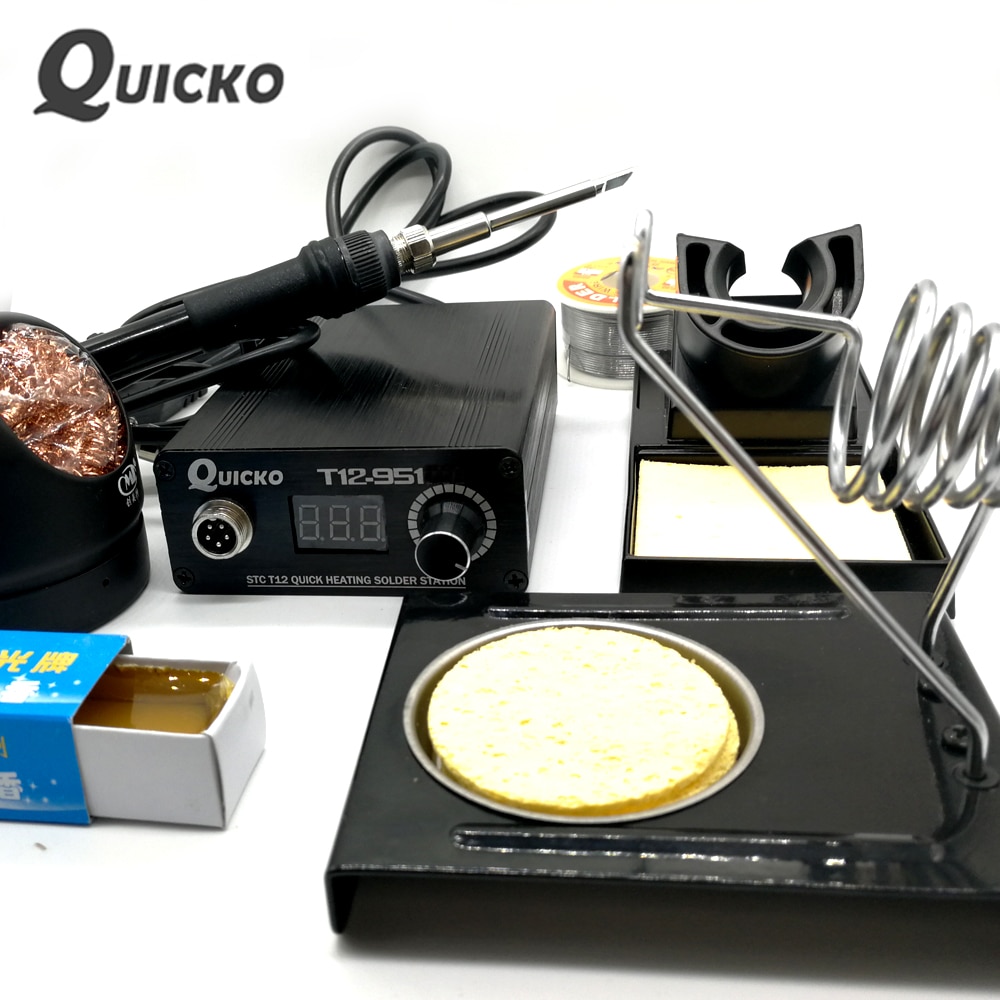 QUICKO STC Digital Soldering Iron Station+T12 Handle+Iron Stand+Solder
