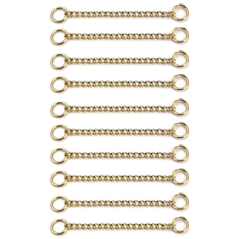 10 Uds. De cadena de extensión soldada de acero inoxidable de 3cm/5cm, collar dorado, extensor de pulsera, cadenas de cola para suministros de joyería DIY: Azul