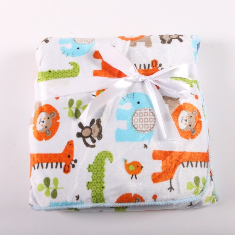 Factory Sales Baby Blanket thicken double layer fleece infant swaddle baby swaddle Microfiber plaid 76*102CM atrq0001: skybluezoo